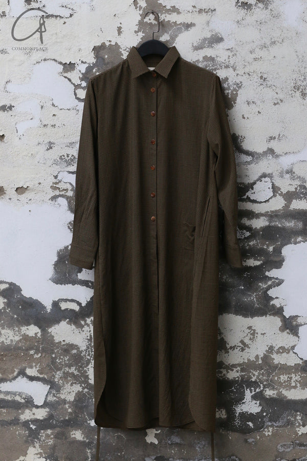 RUOHAN 24 Autumn and Winter Wool Plaid Collared Shirt Dress AJX-FW24-CSD-GWG-JSGZ Gold Plaid
